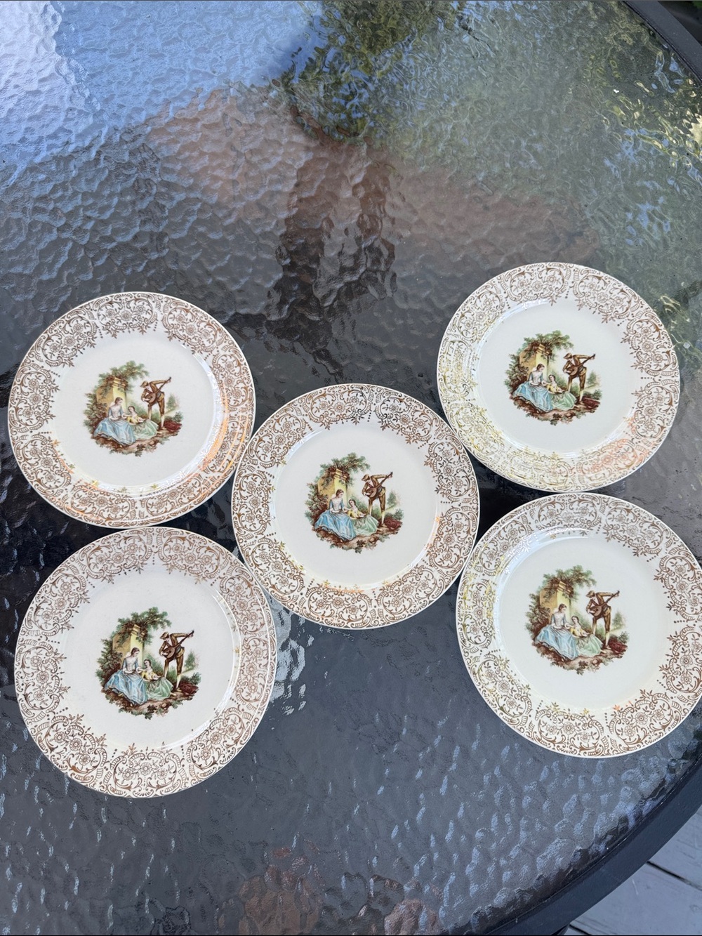 Set of 5 Vintage American Limoges Triump China D’or22K Gold Decorative plates